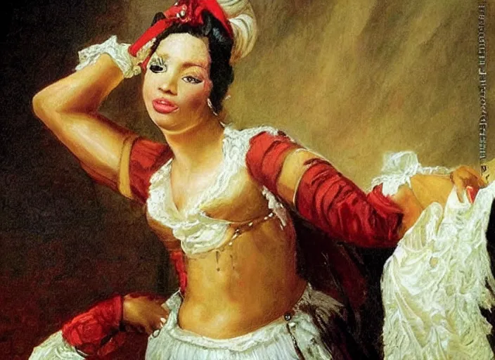 Prompt: romanticism painting of nicki minaj during the french revolution