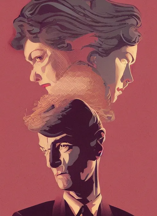 Image similar to Twin Peaks poster artwork by Michael Whelan and Tomer Hanuka, Karol Bak of teenage dream, from scene from Twin Peaks, clean, simple illustration, nostalgic, domestic