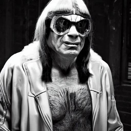 Image similar to greasy strangler movie stills in the style of jack kirby black and white 1 megapixel