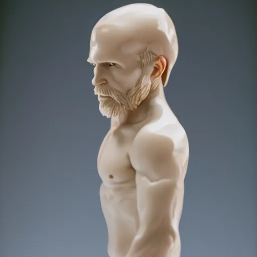 Prompt: a highly polished carved resin figurine of Ed Harris, studio lighting, F 1.4 Kodak Portra