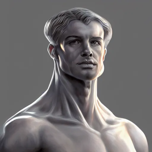 Image similar to a portrait of a man made entirely of marble, D&D, fantasy, elegant, hopeful, muscular, highly detailed, digital painting, artstation, concept art, smooth, sharp focus, illustration