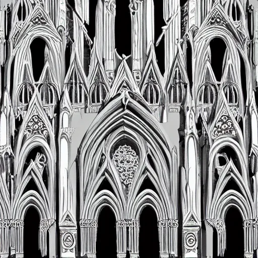 Prompt: a white marble gothic cathedral with mandala windows, a gothic girl dressed in black