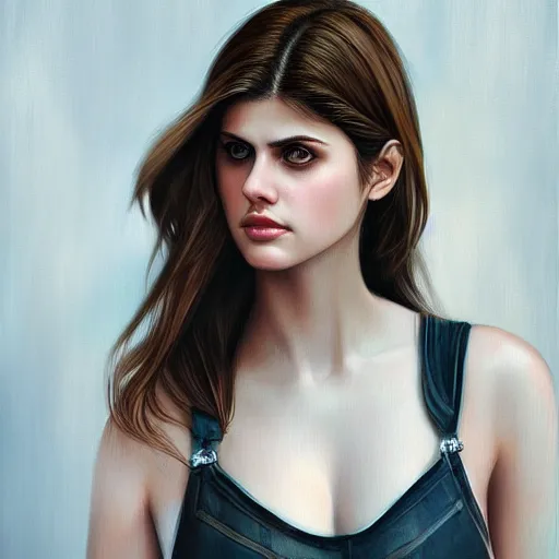 Prompt: Alexandra Daddario, portrait by Stanley Artgerm Lau