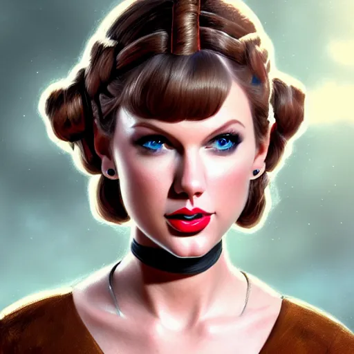 Prompt: Portrait of Taylor Swift as Princess Leia in Star Wars, intricate, elegant, super highly detailed, professional digital painting, artstation, concept art, smooth, sharp focus, no blur, no dof, extreme illustration, Unreal Engine 5, 8K