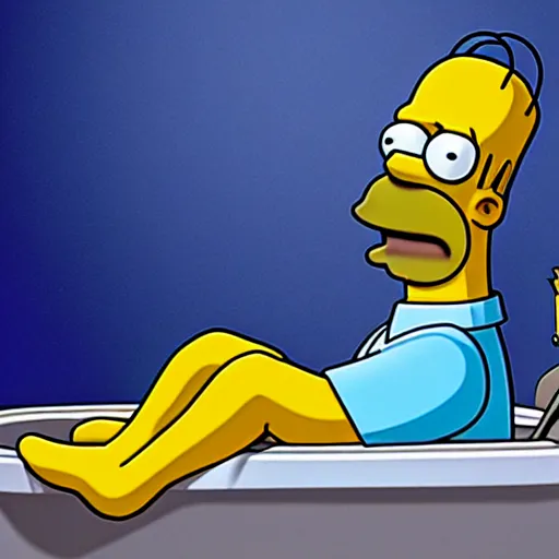 Image similar to homer simpson in a bathtub