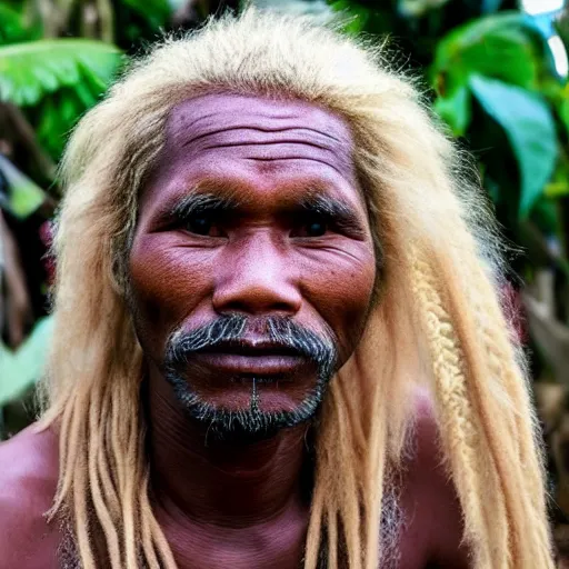 Image similar to photo, papua man with long beautiful blonde hair