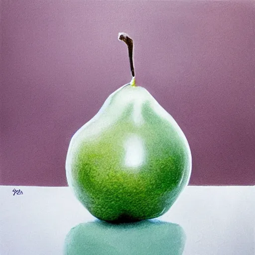 Prompt: a transparent pear made of glass, photorealistic