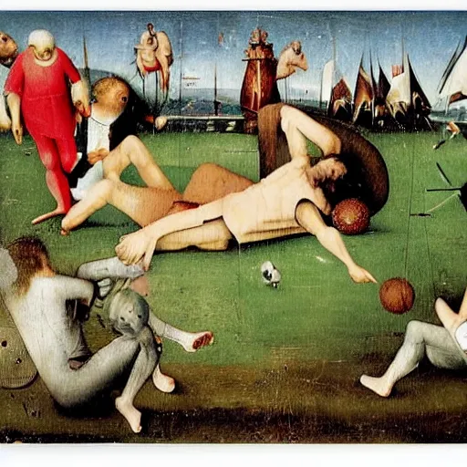Prompt: messi by hieronymus bosch