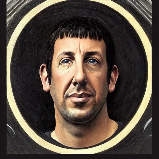 Image similar to Adam Sandler portrait, by Quirizio di Giovanni da Murano, behance, romanesque, da vinci, detailed painting, academic art