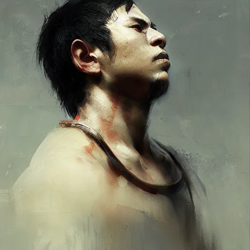 Prompt: the young warrior by ruan jia, portrait