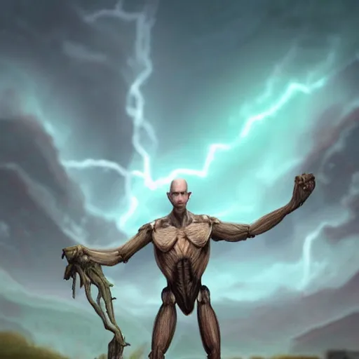 Image similar to average terran, humanoid, slender limbs, hairless head, high forehead, landscape, environment