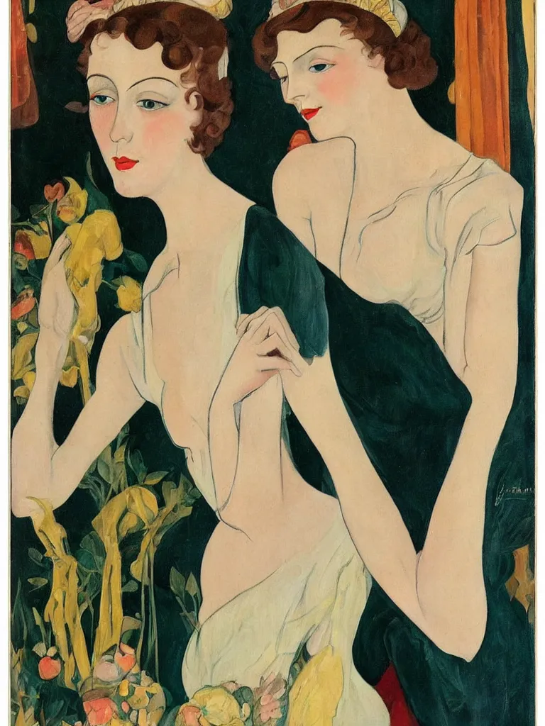 Prompt: a portrait of a woman by gerda wegener, 1 9 2 0 era fashion,