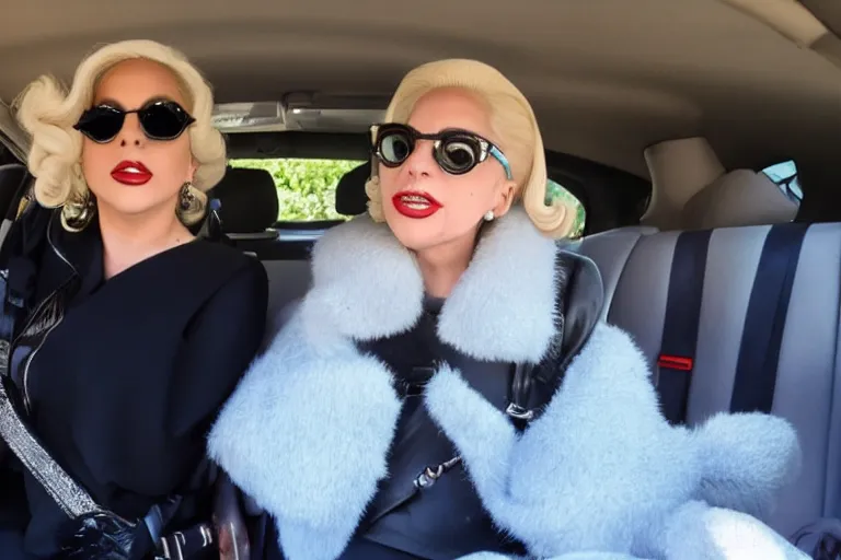 Image similar to lady gaga and judy garland carpool karaoke