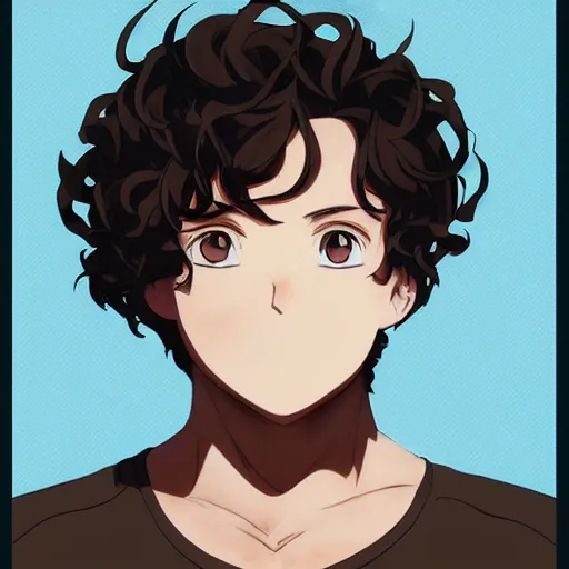 anime boy with curly hair