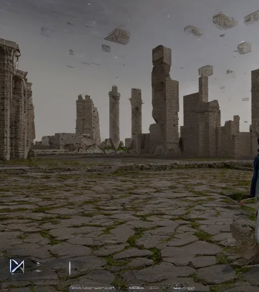 Prompt: tarkovsky greatest scene, the ancient destroyed majestic tower of babylon, a woman near the camera in futuristic cyber clothing, transparent puffer jacket, hyper realistic, blockchain, virtual self, ambient lighting, concept art, intricate, hyper - detailed, smooth, dynamic volumetric lighting, unreal engine 5, ray trace, cinematic, high quality, high resolution, 4 k, cgsociety