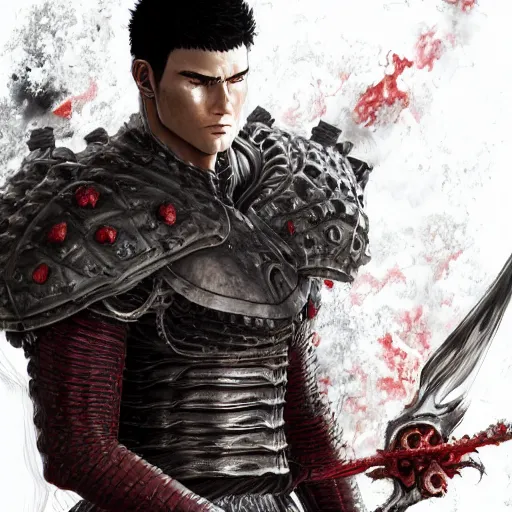 Image similar to portrait of guts from berserk,, extremely detailed, made by wlop and maxwell boas