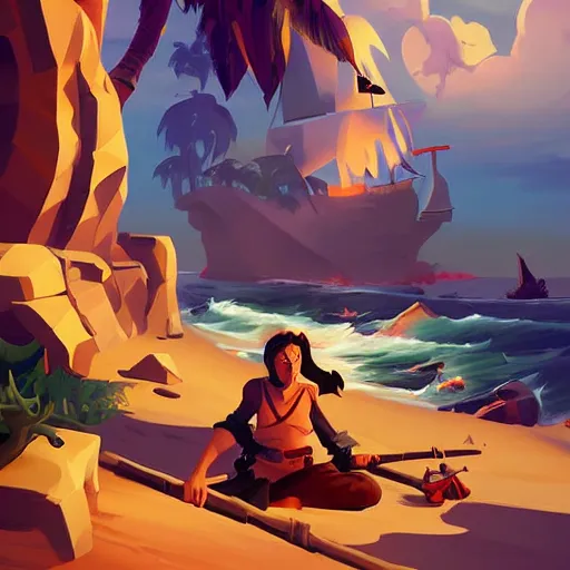 Image similar to painting treasure on sea of thieves game smooth median photoshop filter cutout vector, behance hd by jesper ejsing, by rhads, makoto shinkai and lois van baarle, ilya kuvshinov, rossdraws global illumination