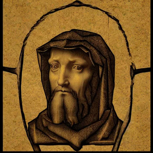 Image similar to logo of dark tent, Leonardo da Vinci style