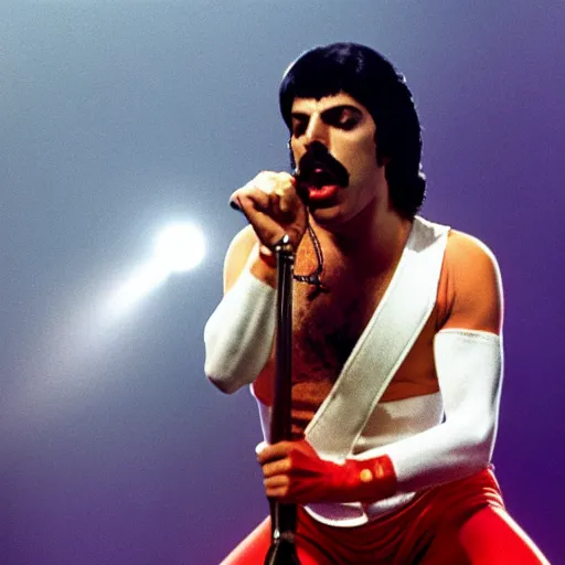 Prompt: Freddie Mercury, performing on the planet mercury, 8k