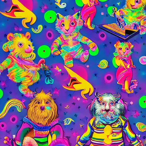 Prompt: Lisa Frank and Jim Henson collaboration