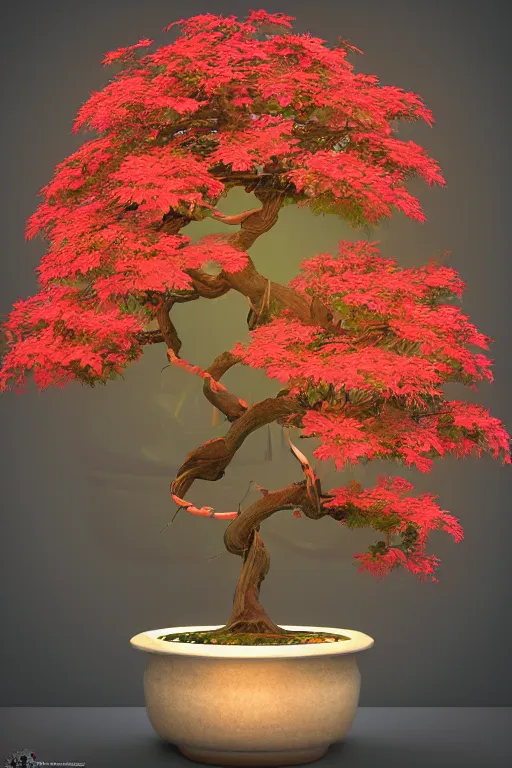 Image similar to a neon sakura bonsai, glowing leaves, intricately detailed divine pot, glow, ornate, explosion of colors, photorealistic, unreal engine 5