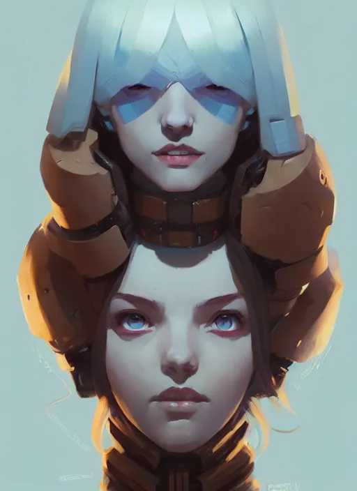 Image similar to portrait of cute psyker girl, warhammer 4 0 k, by atey ghailan, by greg rutkowski, by greg tocchini, by james gilleard, by joe gb fenton, by in kaethe butcher, dynamic lighting, gradient light blue, brown, blonde cream and white color in scheme, grunge aesthetic