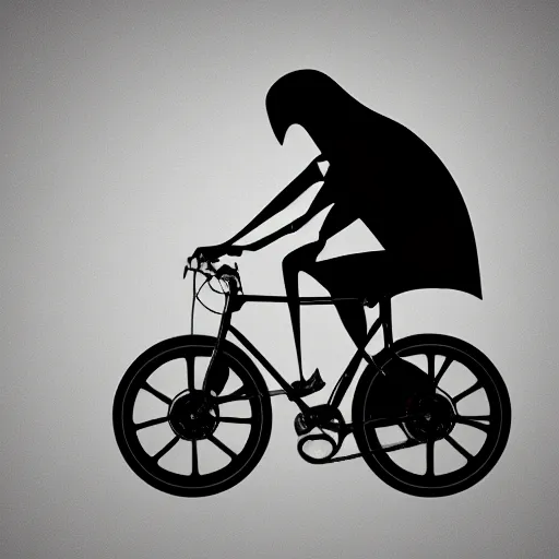 Image similar to octane render of grim reaper on bicycle