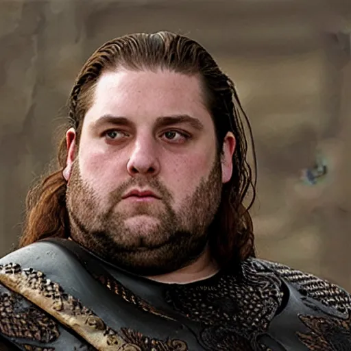 Image similar to Robert Baratheon played by Jonah Hill