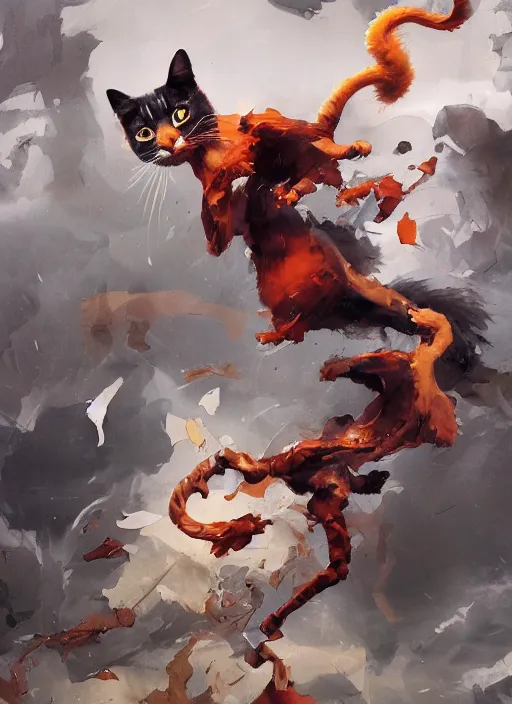 Image similar to surreal gouache gesture painting, by yoshitaka amano, by ruan jia, by Conrad roset, by dofus online artists, detailed render of cats fighting,cats, felines, meow, cats, portrait, cgsociety, artstation, rococo mechanical, Digital reality, sf5 ink style, dieselpunk atmosphere, gesture drawn