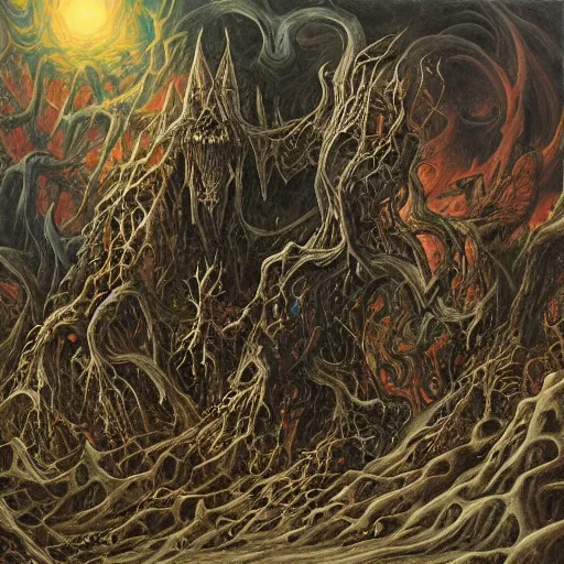 Image similar to death metal album artwork by Dan Seagrave