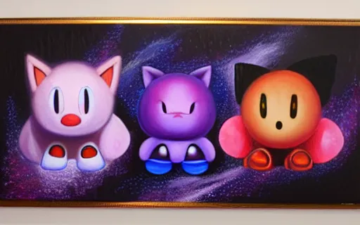 Image similar to Kirby of the stars, oil painting on canvas, 8k, detailed