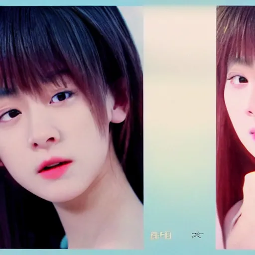 Image similar to 1990s, perfect, dynamic, epic, cinematic 8K HD movie shot of semi-close-up japanese beautiful cute young J-Pop idol actress girl face, she express joy and posing. By a Chinese movie director. Motion, VFX, Inspirational arthouse, at Behance, with Instagram filters, Photoshop, Adobe Lightroom, Adobe After Effects, taken with polaroid kodak portra