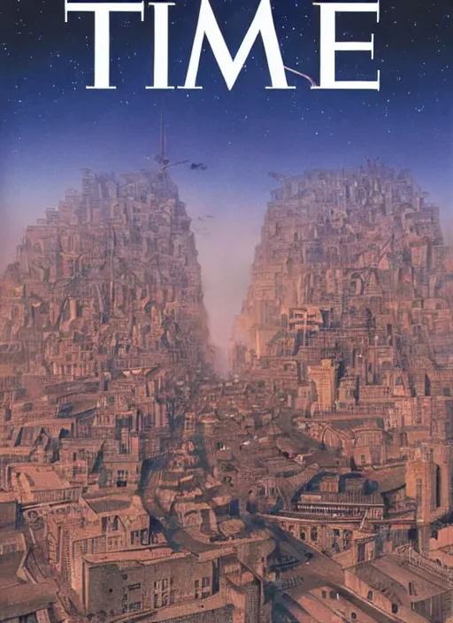 Prompt: TIME magazine cover, the coming AI singularity, by Francois Schuiten, 4k, HDR