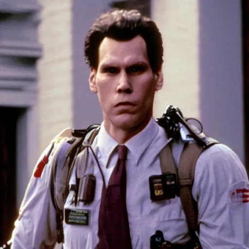 Image similar to Live Action Still of Jerma in Ghostbusters, real life, hyperrealistic, ultra realistic, realistic, highly detailed, epic, HD quality, 8k resolution, body and headshot, film still