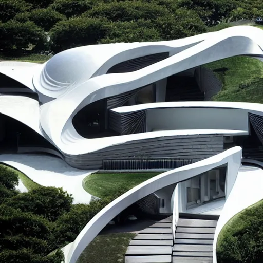 Image similar to house designed by zaha hadid