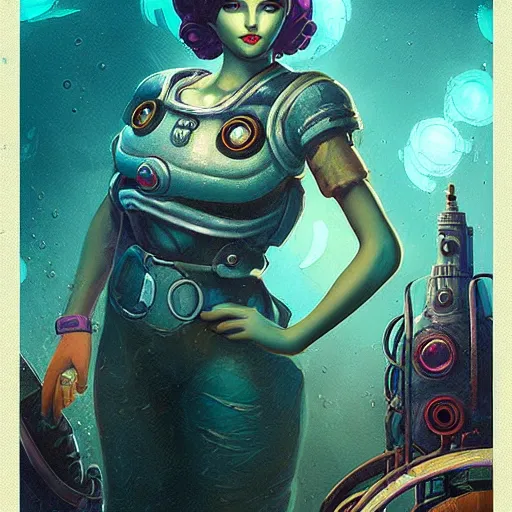 Prompt: lofi underwater artstation bioshock portrait, Pixar style, by Tristan Eaton Stanley Artgerm and Tom Bagshaw.