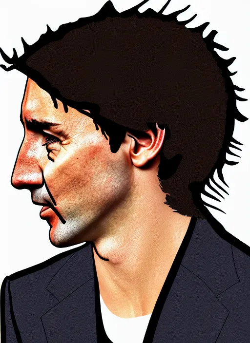 Prompt: a profile portrait of justin trudeau with a zippered opening into skull showing the cranial cavity, zippered opening in skull, inside head cobwebs, dust and rats, digital art, highly detailed