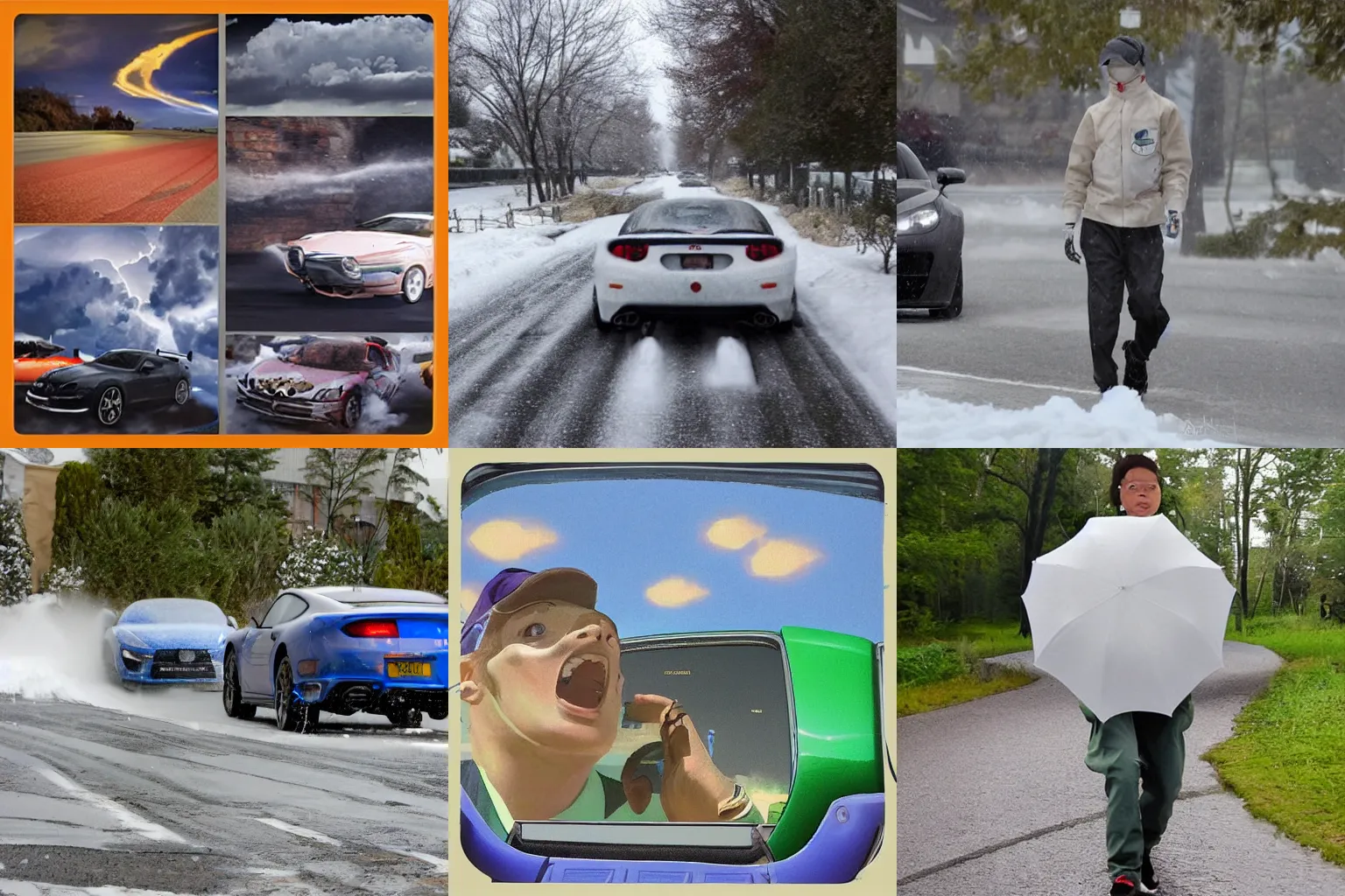 Prompt: 🚶‍♀️ 🏎️ 🌨️ 🌩️ 😱