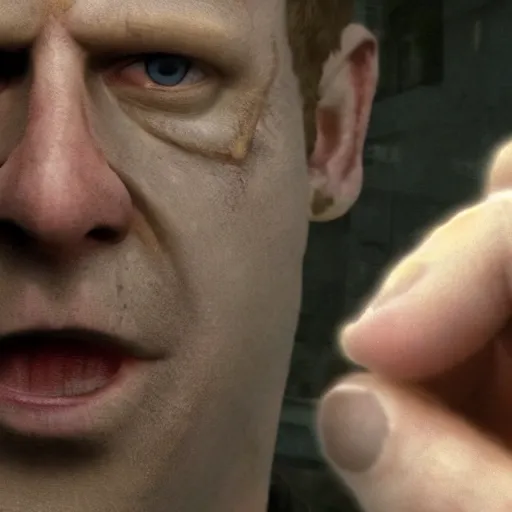 Prompt: close up photo of toby flenderson in silent hill streets, highly detailed, 4 k