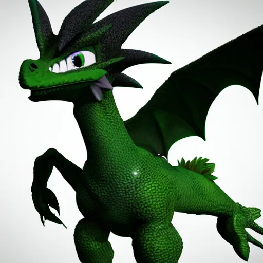 Prompt: a upper body portrait, 3 d render of a green, feathery, male, anthropamphic dragon a spike at the tip of his tail, in the style of spyro the dragon