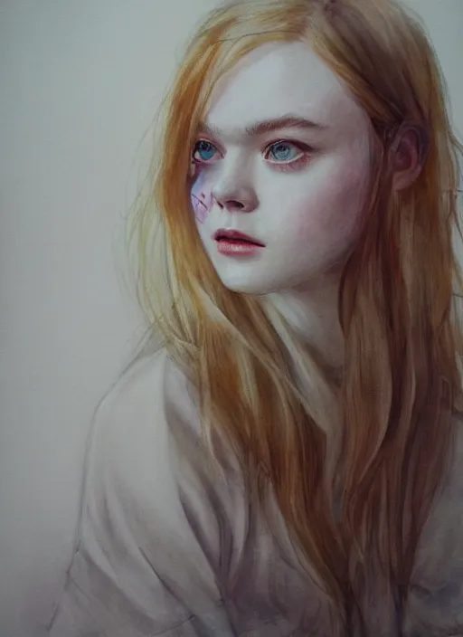 Prompt: elle fanning by agnes cecile