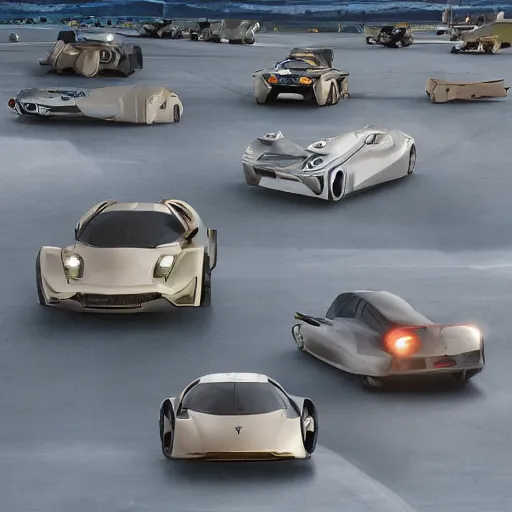 Image similar to ten several cars: center composition, cars portraits, ground view, motherboard forms designed by zaha hadid, sci-fi futuristic ultra realistic photography, keyshot render, octane render, unreal engine 5 lumen, high oiled liquid glossy specularity reflections, ultra detailed, golden hour, dramatic lighting 4k, 8k, 16k in the style ofblade runner 2049 Cyberpunk 2077 ghost in the shell thor 2 marvel film : tilt shift: sharp focus