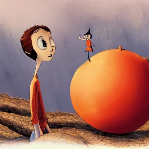 Prompt: concept art of james and the giant peach, steven spielberg style