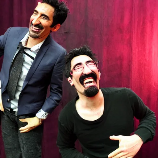 Prompt: serj tankian and markiplier, laughing together