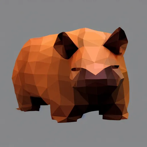 Image similar to cute low-poly capybara, 4k, hd