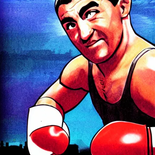 Prompt: boxing world champion rocky marciano in the style of the manga sun - ken - rock
