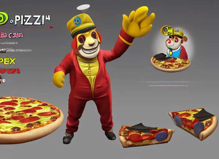 Image similar to 3 d model of pan pizza rebel taxi character in fighting game, stylized 3 d graphics, hdr, ultra graphics, ray tracing, 4 k image