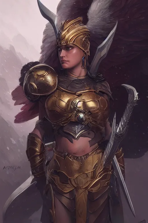 Image similar to amazon valkyrie athena, d & d, fantasy, portrait, highly detailed, headshot, digital painting, trending on artstation, concept art, sharp focus, illustration, art by artgerm and greg rutkowski and magali villeneuve