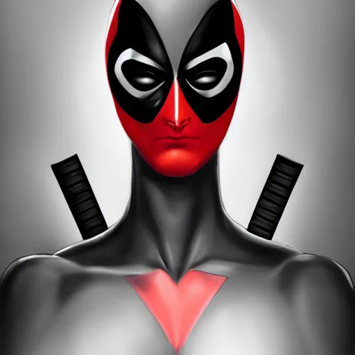 Image similar to Female death. (((deadpool))) head. kodachrome, high contrast, highly detailed, sharp focus, digital painting, concept art, illustration, trending on artstation