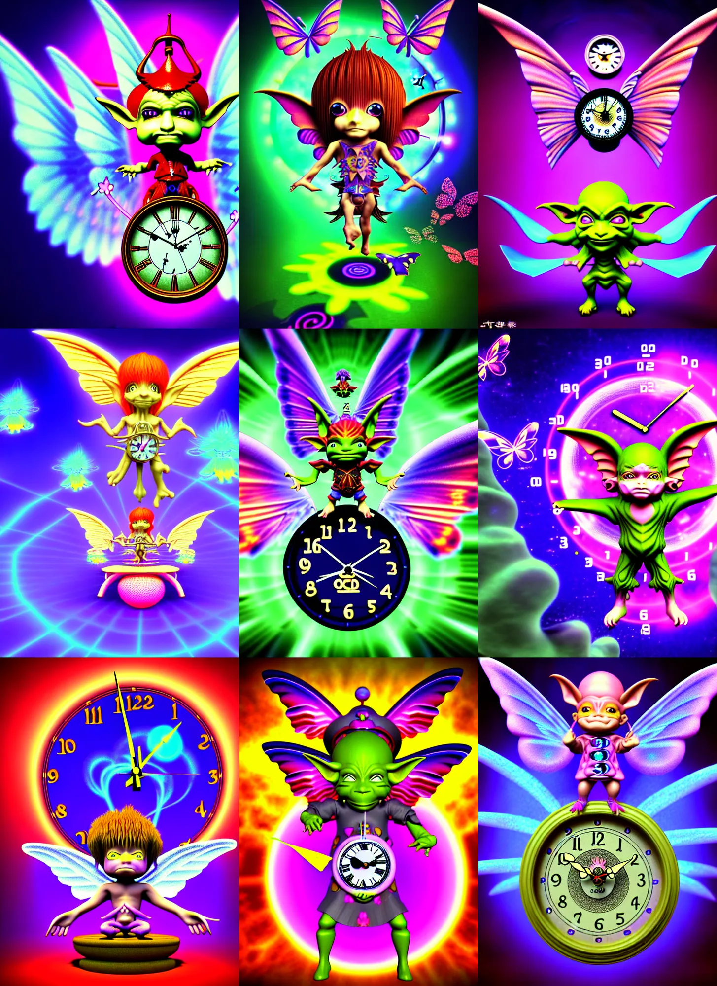 3 d render of chibi clock time wizard new age 3 d Stable Diffusion